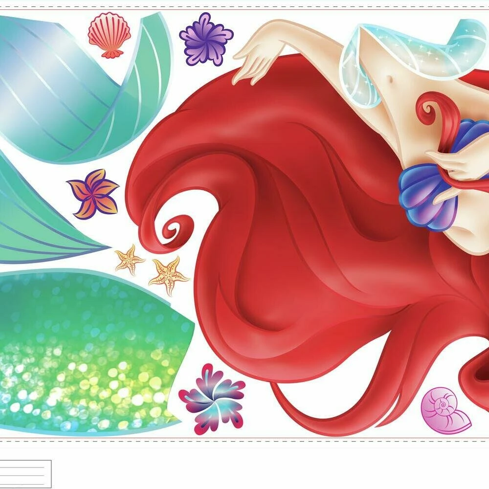 De Kleine Zeemeermin XL Muursticker - RoomMates - Met Glitterelementen - Afbeelding 4