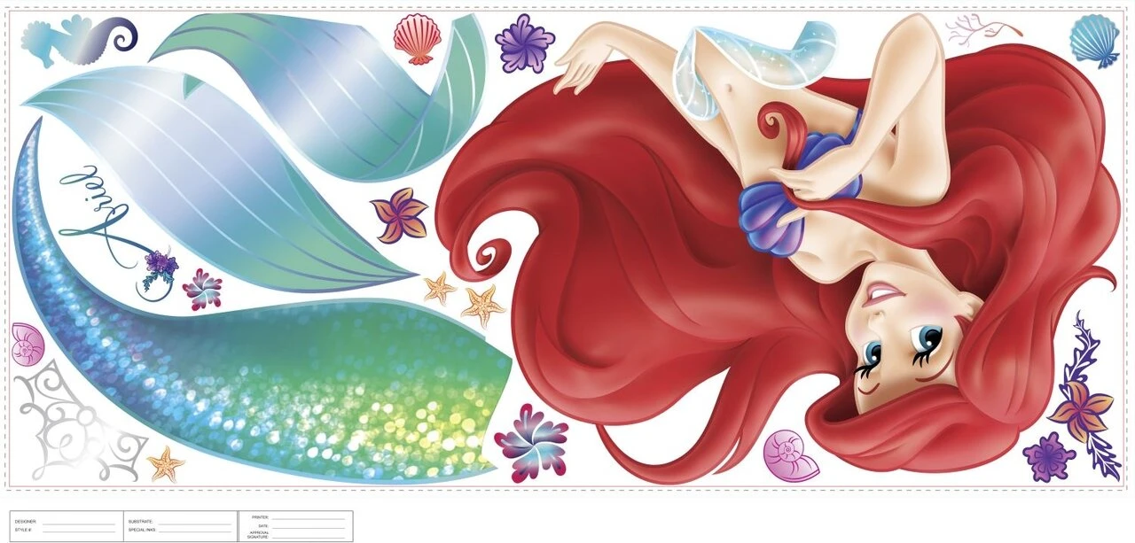 De Kleine Zeemeermin XL Muursticker - RoomMates - Met Glitterelementen - Afbeelding 7