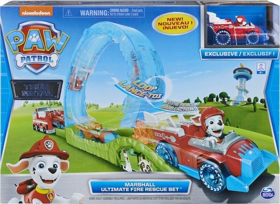 Paw Patrol Die Cast - True Metal Ultimate Fire Rescue-baanset Met Exclusief Marshall