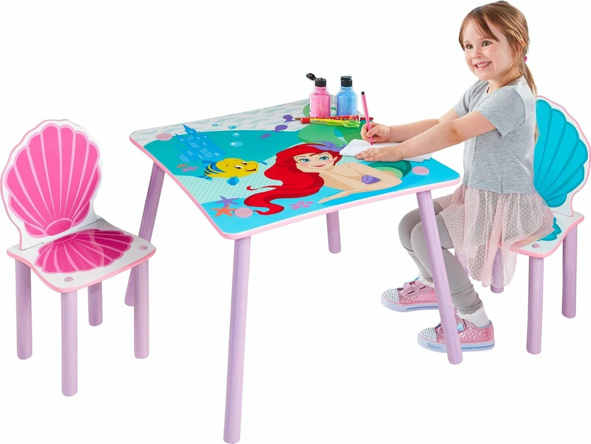 Moose Tafel Met Stoelen Voor Kinderen - Disney Prinsessen Ariël - Afbeelding 4