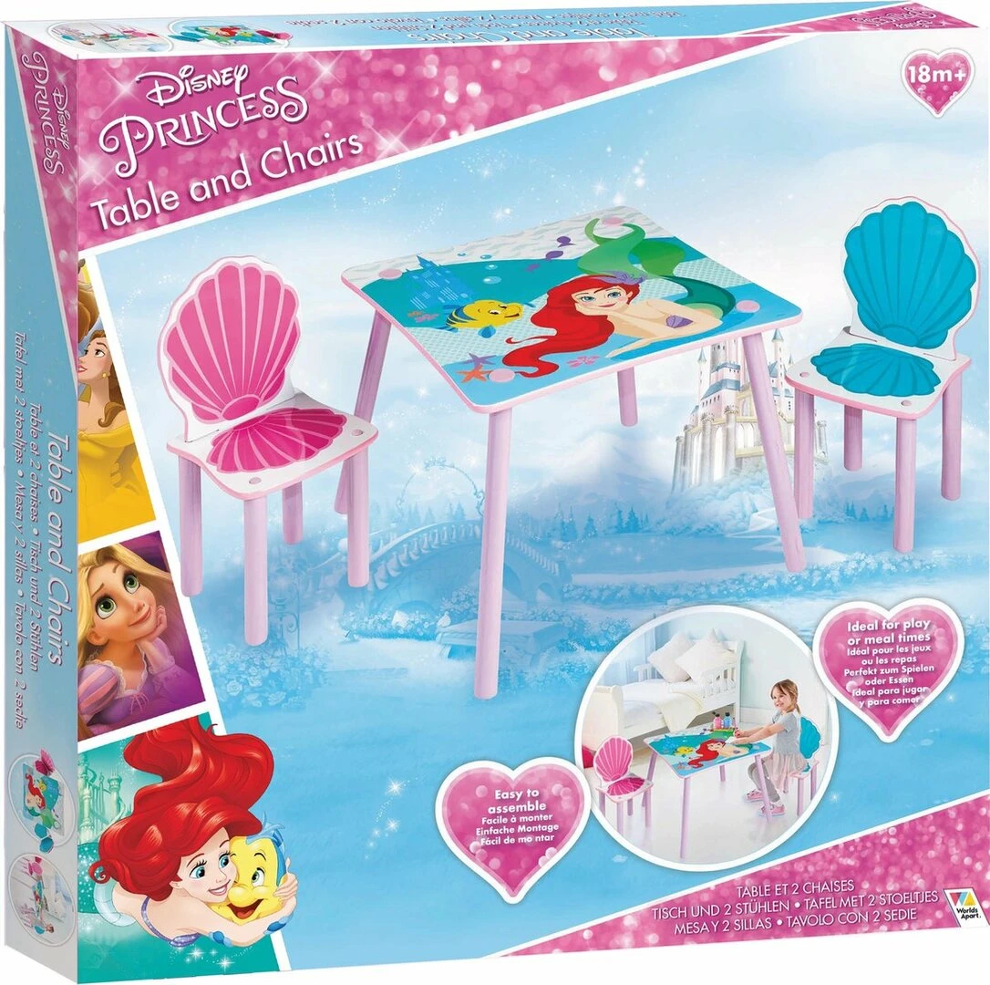 Moose Tafel Met Stoelen Voor Kinderen - Disney Prinsessen Ariël - Afbeelding 5