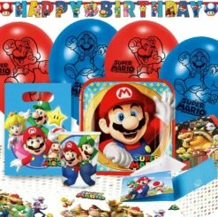 Super Mario Verjaardags/ Feest Pakket, 8 Personen - 60 Delig