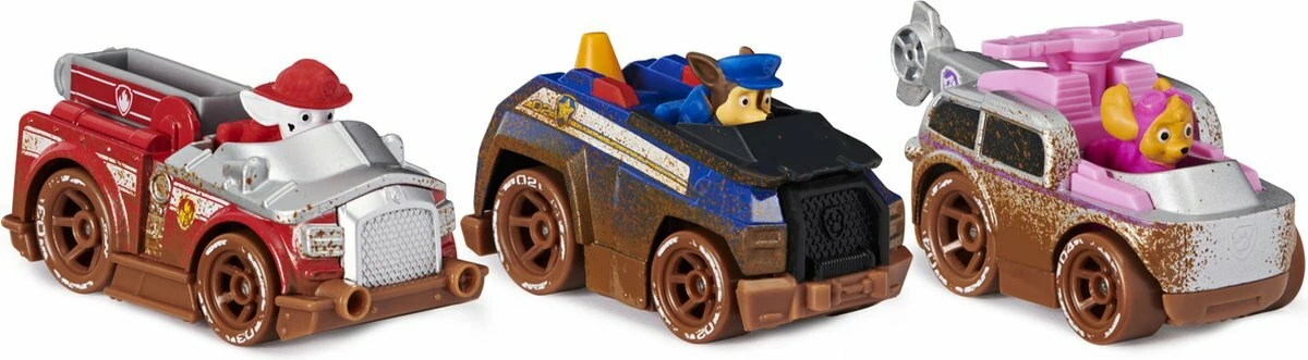 SpinMaster Paw Patrol True Metal Voertuigen - 3 Pack - Chase, Marshall En Skye - Afbeelding 2