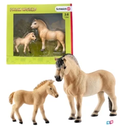 Schleich 13846 - Fjord Hengst Met Aalstreep En Veulen - Tweedehands